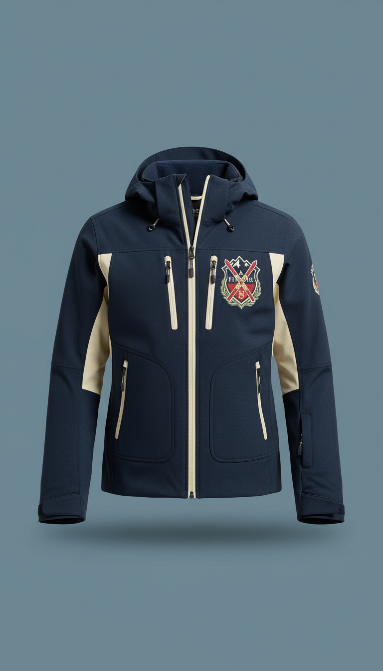 Crest-Embroidered Alpine Ski Jacket