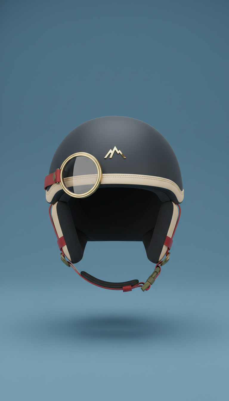 Leather-Trimmed Ski Helmet With Monocle Accent